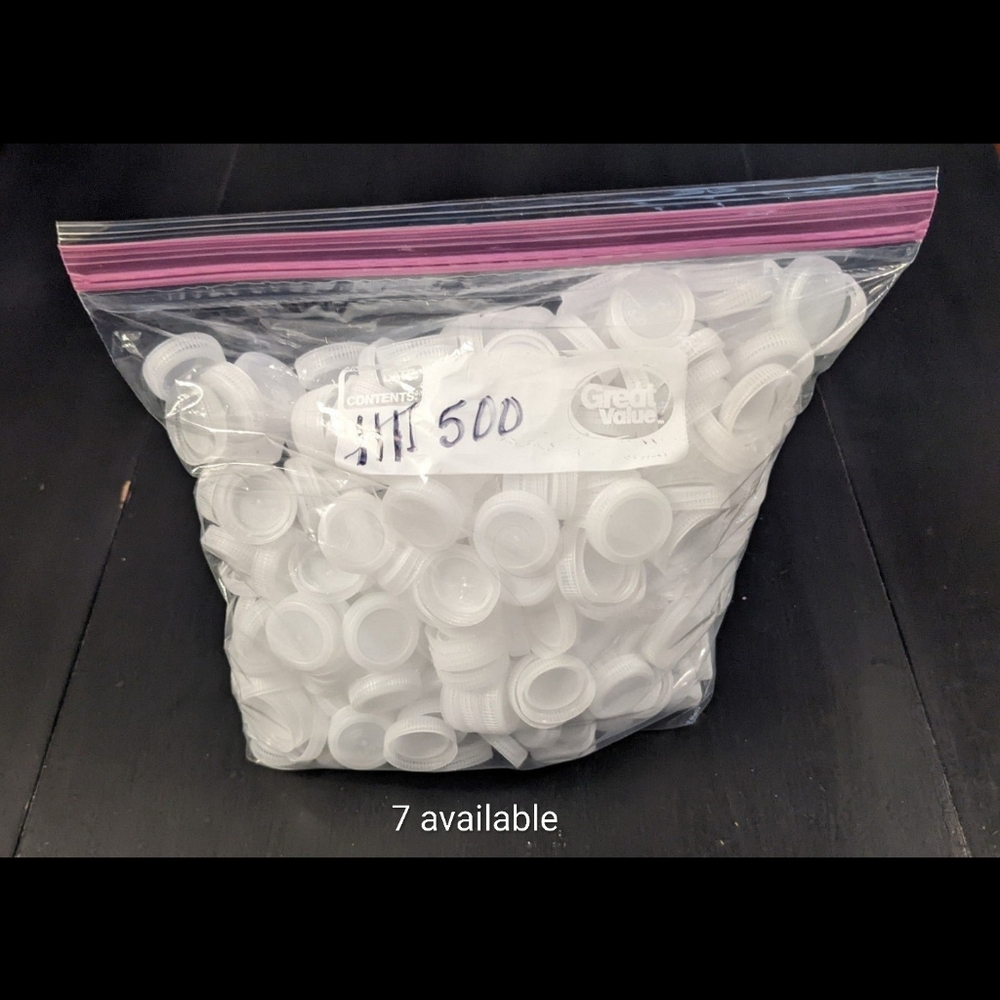 500 White Plastic Bottle Caps / Lids For Arts & Crafts